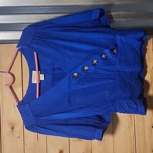 Maeve anthropologie Blue Button Top Size 6